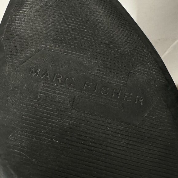 Marc Fisher Sishem Heeled Knee High Boots Pointed Toe 8M Black Goth Witchy - Picture 12 of 14